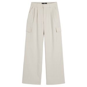 Hollister Ultra High-Rise Wide-Leg Cargo Pants | Cream Utility Trousers–XS Short